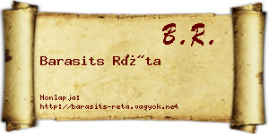 Barasits Réta névjegykártya